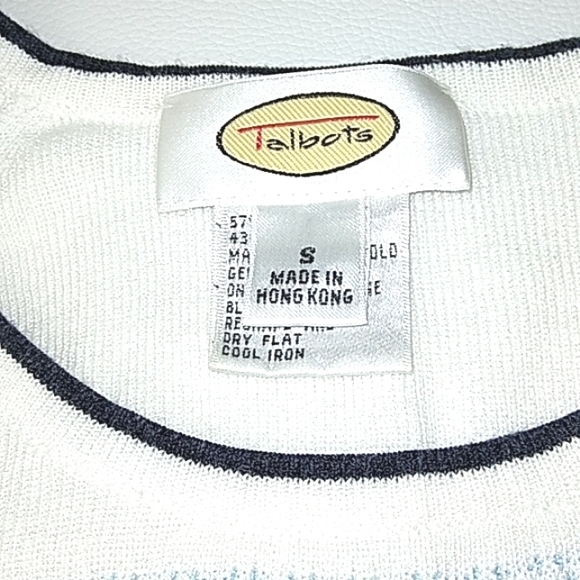 NWOT Talbots striped blue and white cotton blend sweater size s - Picture 3 of 6